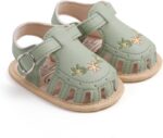 Caziffer Baby Girl Sandals PU Leather Non-slip Embroidery Flower Summer Flats Toddler Shoes for Casual Daily - Image 3