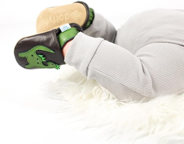 Dotty Fish Soft Leather Baby and Toddler Barefoot Shoes for Boys and Girls. Non-Slip Suede Soles. Animal Designs. 0-6 Months - 4-5 Years - Image 3