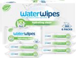 WaterWipes Hydrating Clean Baby Wipes, 360 Wipes (6 Packs), with 99% Water & Aloe Vera Extract, Wet Wipes for Face & Body