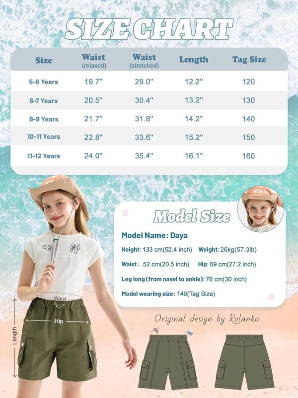 Rolanko Girls Shorts Sports Active Summer Cargo Shorts Teen Kids Running Gym Parachute Short Pants - Image 6