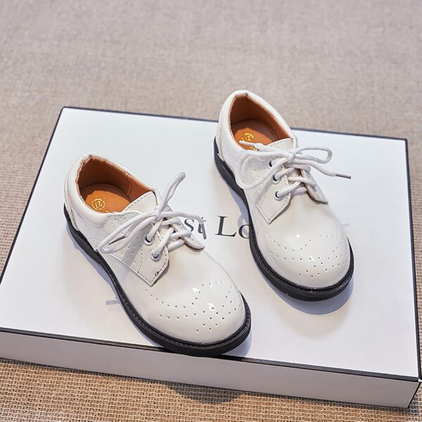 Boys Girls Lace Up Shoes Toddler Little Kids School Uniform Shoes Flat Dress Wedding Shoes - Image 2