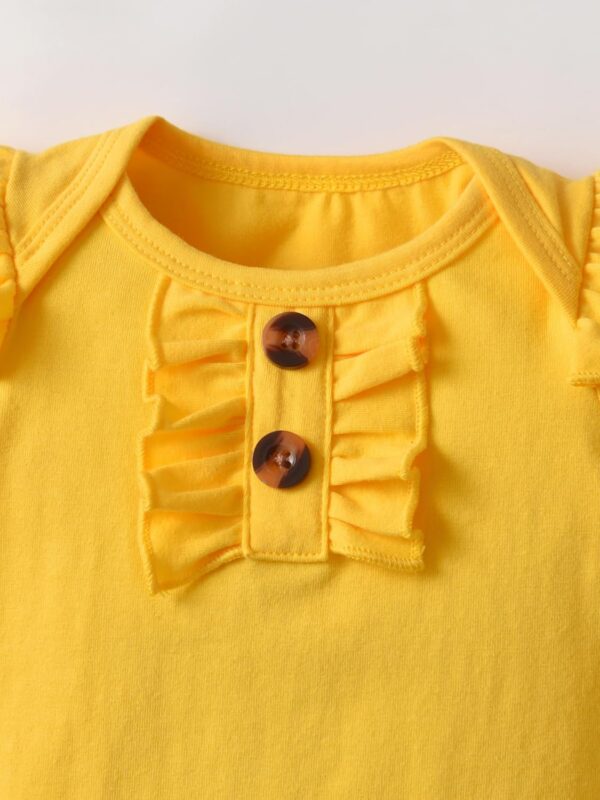 Baby Girls Cotton Rompers Newborn Summer Ruffle Short Sleeve Skirt Set - Image 2