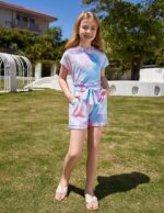 Arshiner Girl's Clothing Set Kids Summer T-shirt with Shorts Set Casual Fashion Short Sleeve Top Outfits Set for Girls 6-14 Years - Image 3