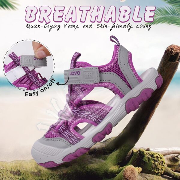 UOVO Boys Sandals Closed Toe Outdoor Sandals Trekking Hiking Sandals Athletic Summer Shoes Size 7 Toddler to 5 Big Kids - Image 2