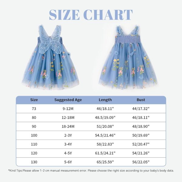 Miipat Baby Girl Dress Tulle Butterfly Toddler Girls Sleeveless Embroidery Floral Princess Dresses Wedding Party Birthday Dress for Girl - Image 6