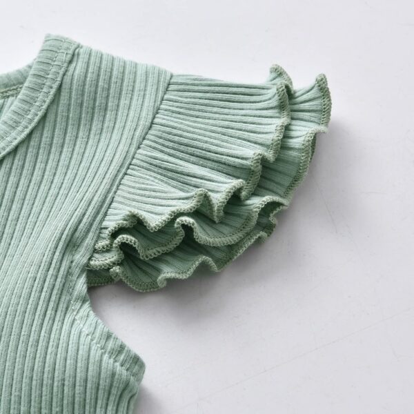 Zoputey Baby Girl Clothes Ruffle Short Sleeve Tops Solid Color and Shorts Toddler Baby Girl Outfits Set - Image 4