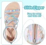 Girls Flat Sandals Princess Open Toe Strappy Sandals Zipper Gladiator Flats Sandal with Adjustable Strap Summer Flat Shoes - Image 2