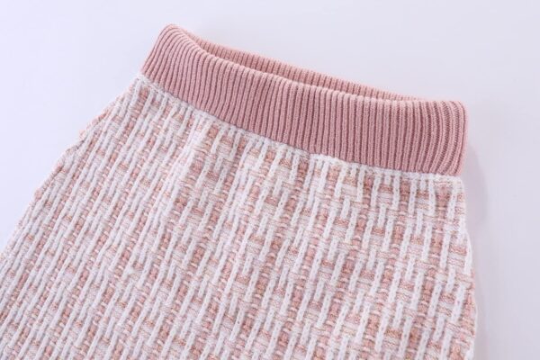 Mud Kingdom Girls Outfit Cable Knit Button Down Sweater Cardigan A-line Skirt Plaid 2-Piece Set - Image 7