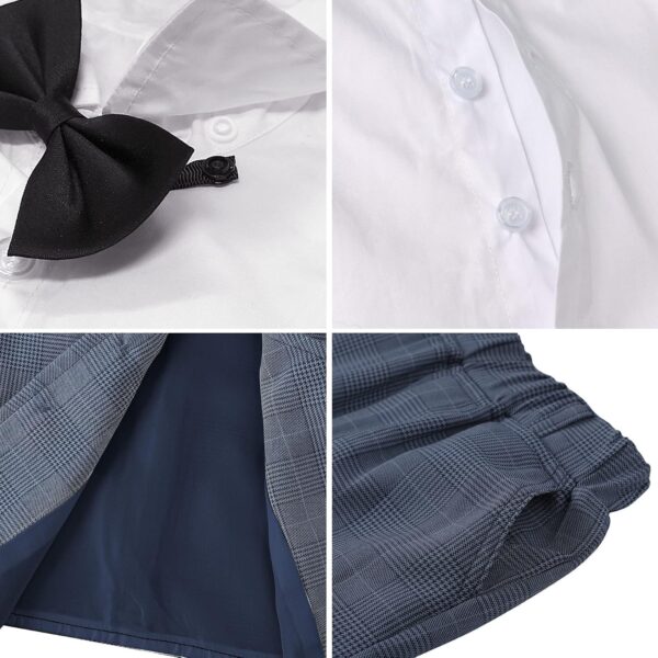 Baby Boys 3 Pieces Outfit Gentleman Suit Set, Shirt & Bowtie & Waistcoat & Shorts, Size:1-6 Years - Image 5