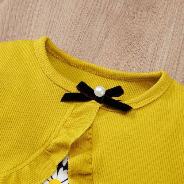 Naiyafly Baby Girl Dress With Cardigan Clothes Set Toddler Girls Long Sleeve Bow Button Cardigan + Sundress Suit Kids Knitted Cropped Sweaters Tops Dress 2 Piece Outfits 1-5 Years - Image 7