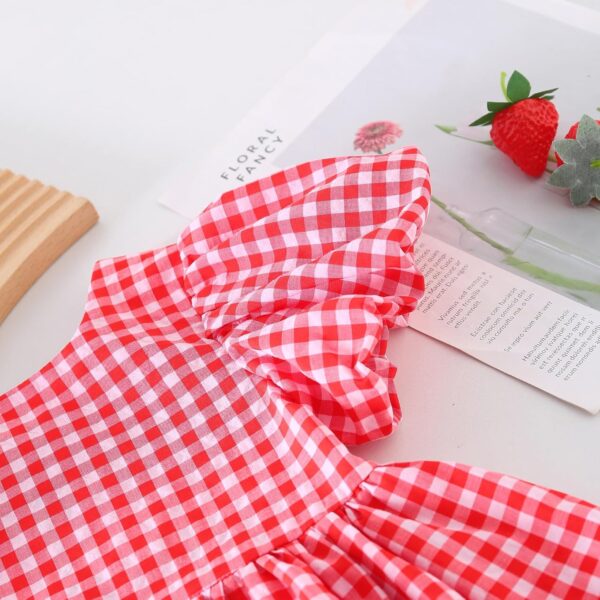 ZZLBUF Toddler Baby Girls Clothes Tie-up Puff Sleeve Plaid Shirt Tops Pants Shorts 2Pcs Outfits Cute Summer Short Set - Image 4