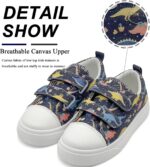 maxvinci Kids Canvas Shoes Girls Boys Easy Fasten Trainers Toddler Breathable Plimsolls Lightweight Pumps Non-Slip Casual Shoes with Dual Hook and Loop - Image 3