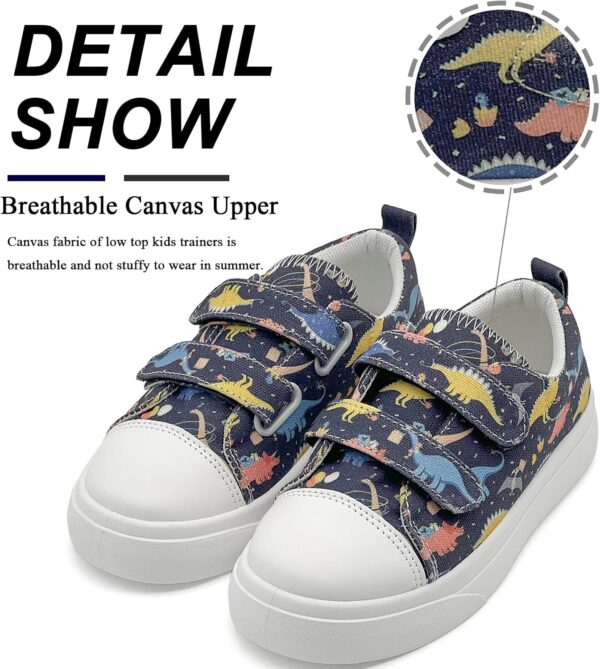 maxvinci Kids Canvas Shoes Girls Boys Easy Fasten Trainers Toddler Breathable Plimsolls Lightweight Pumps Non-Slip Casual Shoes with Dual Hook and Loop - Image 3