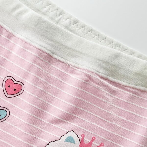 5 Pack Stripe Lovely Cat Little Girls Boyshorts Knicker Baby Girl Cotton Boxer Briefs Hipster Underwear 4-10 Years - Image 3