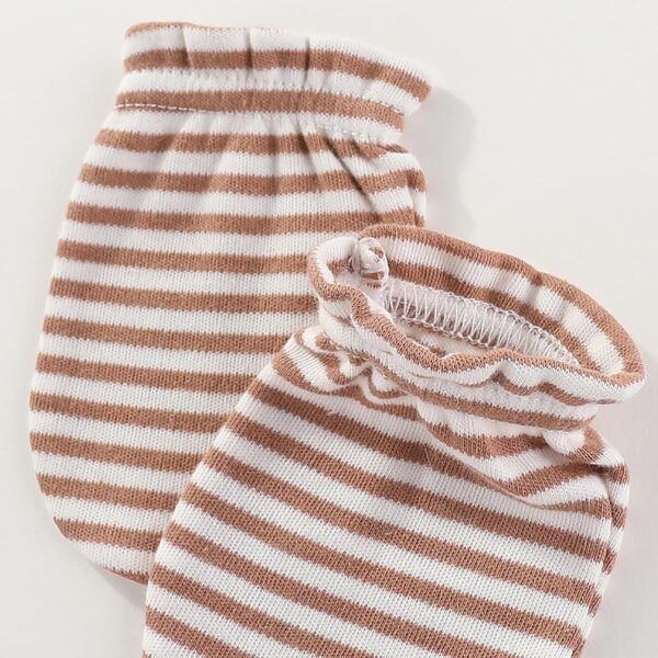 Newborn Baby 5 Hats and 5 Pairs Anti-Scratch Mittens for Babies Boys and Girls,Ages 0-6 Months 100% Cotton - Image 8