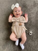 Derouetkia Baby Girl Romper Summer Tank Top Suspender with Bow Design Cute Baby Girl Jumpsuit 3Pcs - Image 2