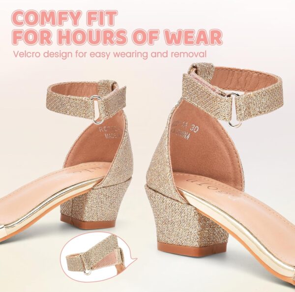 FOGOIN Girls Sandals Party Shoes Low Heels Open Toe Princess Sandal Ankle Strap Dress up Glitter Wedding Shoe for Little Big Kid Summer - Image 4