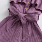 Awxoder Toddler Baby Girl Clothes Ruffle Suspender Solid Color Bow Shorts Outfit Sets - Image 4
