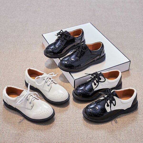 Boys Girls Lace Up Shoes Toddler Little Kids School Uniform Shoes Flat Dress Wedding Shoes - Image 4