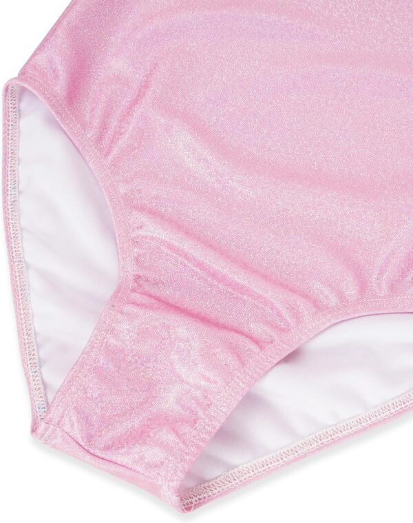 Gogokids Girls Three-Piece Gymnastics Leotards, Long Sleeve Gymnastics Set with Shorts and Hairband, Sparkling Ballet Dancing Unitards - Gymnastics Outfit with Gradient Color Design for 3-12 Years - Image 5