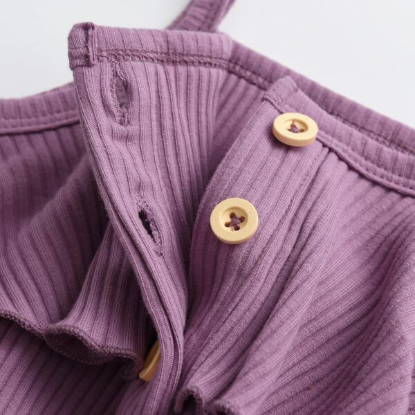 Awxoder Toddler Baby Girl Clothes Ruffle Suspender Solid Color Bow Shorts Outfit Sets - Image 3