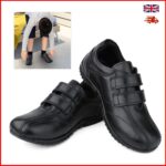 Boys Girls School Shoes Black Leather Easy Touch Fasten Shoes for Kids - Image 3