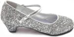 Baby Girls Kids Children Princess Mary Jane Glitter Low Heel Party Wedding Girls Shoes in Silver Gold and Pink Sparkly Glittery Pumps Size UK Kids 9-13 - Image 2