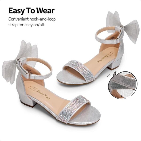 DREAM PAIRS Girls Sandals Low Heel Dress Pump Ankle Strap Interchangeable Bow Flower Wedding Party Shoes for Little Kid/Big Kid - Image 4