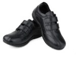 Boys Girls School Shoes Black Leather Easy Touch Fasten Shoes for Kids
