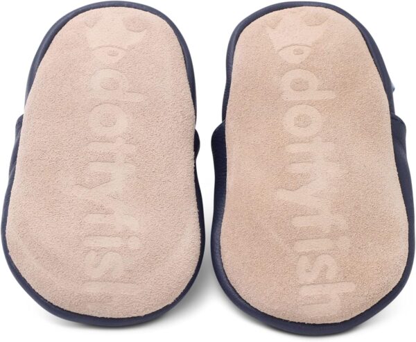 Dotty Fish Soft Leather Baby and Toddler Barefoot Shoes for Boys and Girls. Non-Slip Suede Soles. Animal Designs. 0-6 Months - 4-5 Years - Image 4