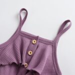 Awxoder Toddler Baby Girl Clothes Ruffle Suspender Solid Color Bow Shorts Outfit Sets - Image 2