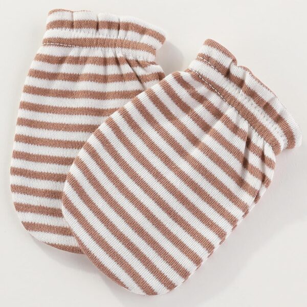 Newborn Baby 5 Hats and 5 Pairs Anti-Scratch Mittens for Babies Boys and Girls,Ages 0-6 Months 100% Cotton - Image 7