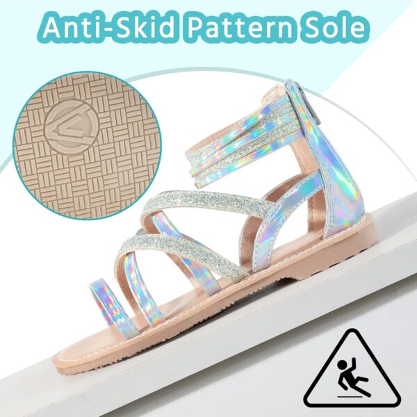 Girls Flat Sandals Princess Open Toe Strappy Sandals Zipper Gladiator Flats Sandal with Adjustable Strap Summer Flat Shoes - Image 5