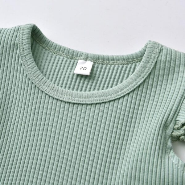 Zoputey Baby Girl Clothes Ruffle Short Sleeve Tops Solid Color and Shorts Toddler Baby Girl Outfits Set - Image 3