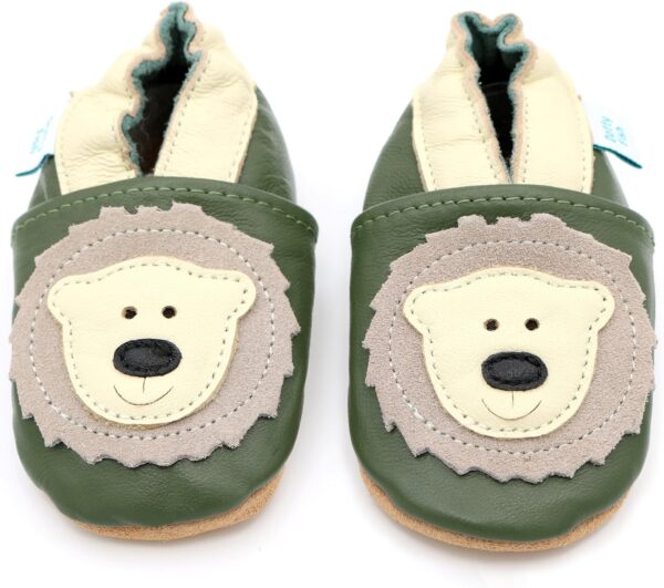 Dotty Fish Soft Leather Baby and Toddler Barefoot Shoes for Boys and Girls. Non-Slip Suede Soles. Animal Designs. 0-6 Months - 4-5 Years - Image 2