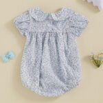 Infant Baby Girls Romper Bowknot Embroidered Floral Doll Collar Short Sleeve Jumpsuits Summer Clothes - Image 4