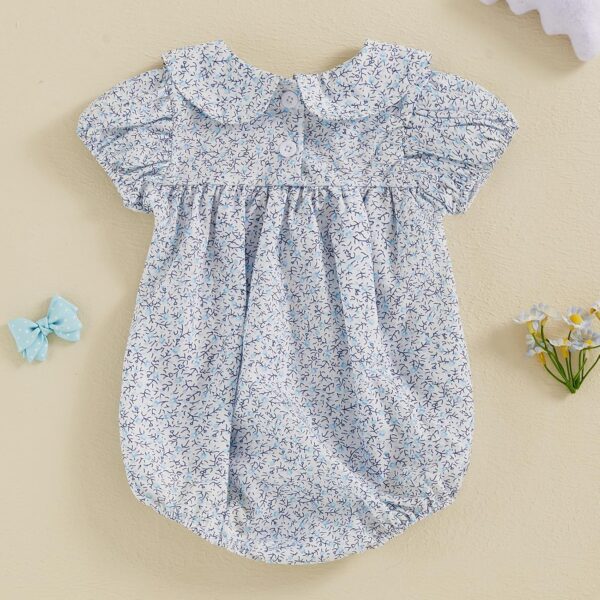 Infant Baby Girls Romper Bowknot Embroidered Floral Doll Collar Short Sleeve Jumpsuits Summer Clothes - Image 4