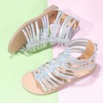 MIXIN Girls Gladiator Sandals for Big Kid Little kids with Strappy Ankle High Back Zipper - Image 2