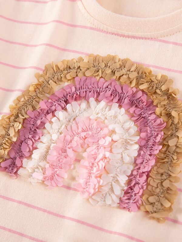 TCWWBB Toddler Girls Summer Short Outfits Clothes Set Kids Cute Unicorn Bunny Rainbow Animal Print Short Sleeve Cotton T-Shirt Tops and Shorts 2 Piece Crewneck Clothing Set Age 1-7 Years Old - Image 4