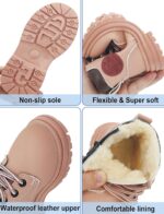 Boys Girls Ankle Boots Toddler Construction Boots Kids School Boots Wedding Dress Lace Up Shoes Winter Snow Shoes - Image 3