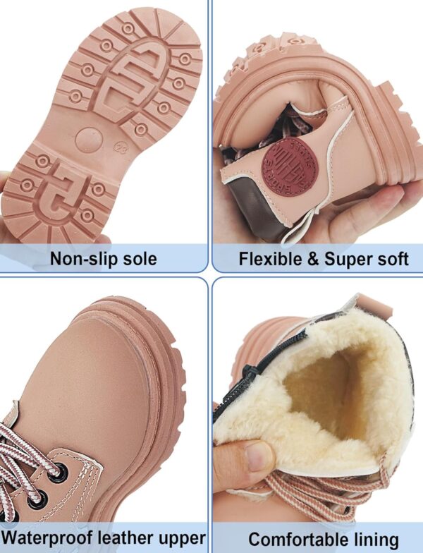 Boys Girls Ankle Boots Toddler Construction Boots Kids School Boots Wedding Dress Lace Up Shoes Winter Snow Shoes - Image 3