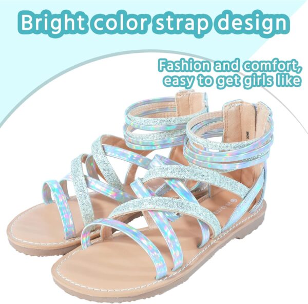 Girls Flat Sandals Princess Open Toe Strappy Sandals Zipper Gladiator Flats Sandal with Adjustable Strap Summer Flat Shoes - Image 3