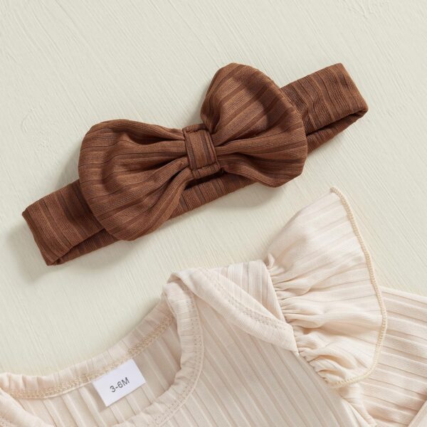 Loalirando Infant Baby Girls Western Outfit Cow Print Ruffle Long Sleeve Romper Bow Pants Set Headband Cowgirl Clothes 3Pcs Spring Fall Clothes - Image 4