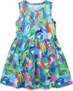 Girls Summer Dresses Unicorn Butterfly Floral Rainbow Casual Dress Polyester Shirt Short Sleeve Sleeveless Dress for Kids Age 2-8 Years Old