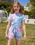 Arshiner Girl's Clothing Set Kids Summer T-shirt with Shorts Set Casual Fashion Short Sleeve Top Outfits Set for Girls 6-14 Years - Image 2