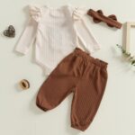 Loalirando Infant Baby Girls Western Outfit Cow Print Ruffle Long Sleeve Romper Bow Pants Set Headband Cowgirl Clothes 3Pcs Spring Fall Clothes - Image 3