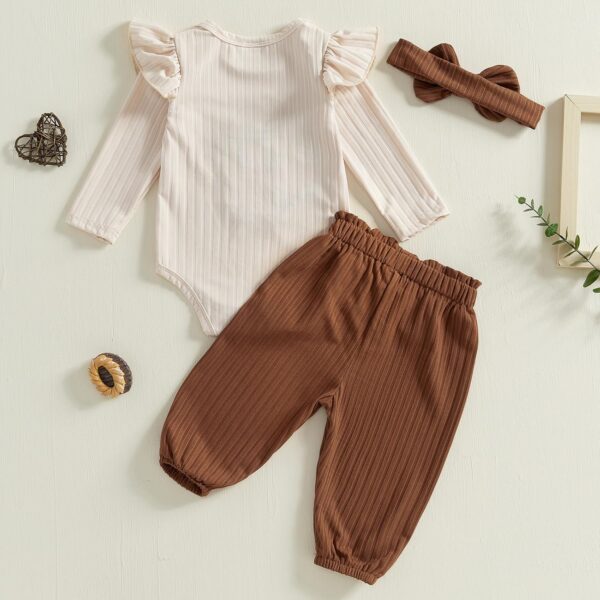 Loalirando Infant Baby Girls Western Outfit Cow Print Ruffle Long Sleeve Romper Bow Pants Set Headband Cowgirl Clothes 3Pcs Spring Fall Clothes - Image 3