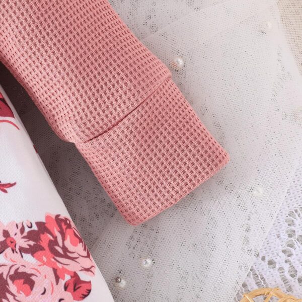 Similotey Baby Girl Romper Floral Print with Bow Long Sleeve Baby Girl One Piece Outfit - Image 4