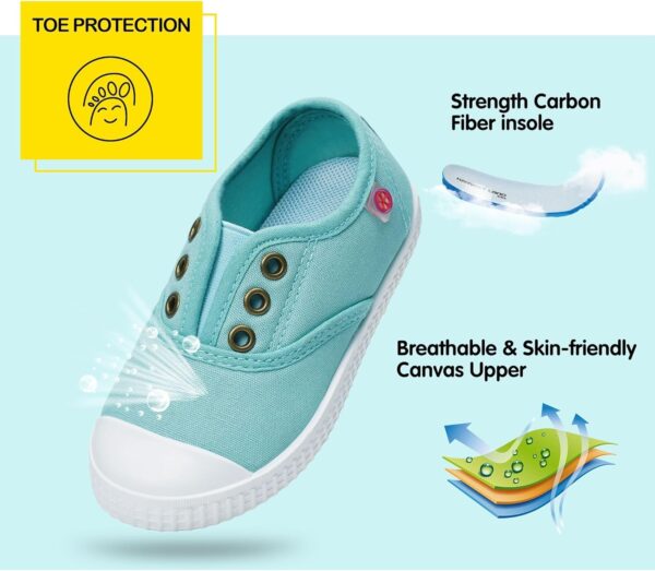 Unisex Kids Canvas Shoes Toddlers Sneakers Breathable Slip-on Trainers Pumps Plimsoles for Boy and Girls - Image 3