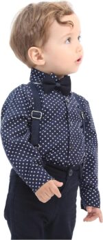 Lilax Boy Gentleman Outfit Tuxedo Dress Shirt Suspender Pant Set - Image 9